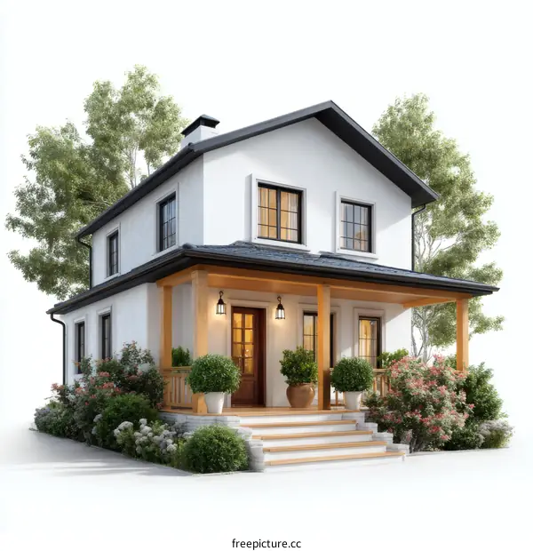 Modern Farmhouse Exterior Design Illustration