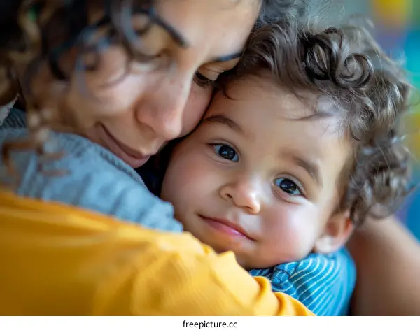 Toddler hugging a woman