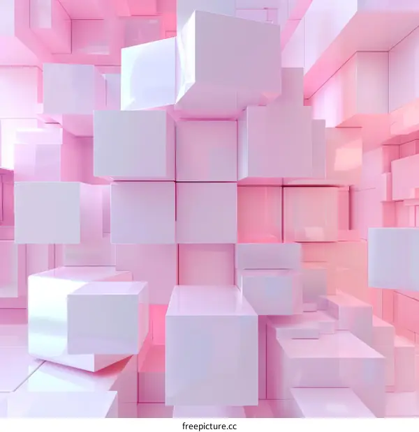 Bright 3D Pink and White Cubes Background