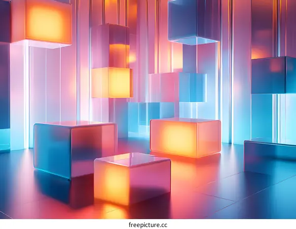 Abstract Geometric Shapes with Neon Lights