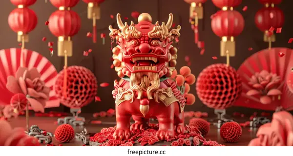 Chinese new year lion dance