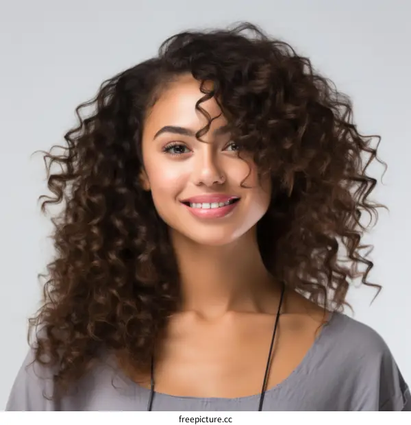 portrait of a young woman with curly hair