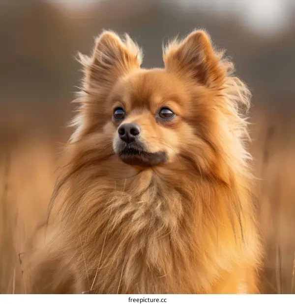 Adorable Pomeranian Dog with Luxurious Fur and Tail