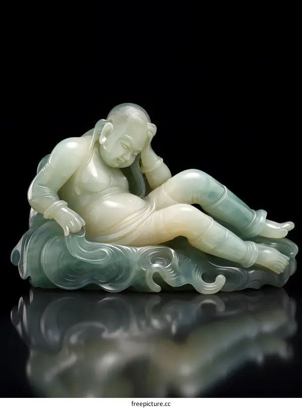 Jade Sculpture of a Reclining Figure