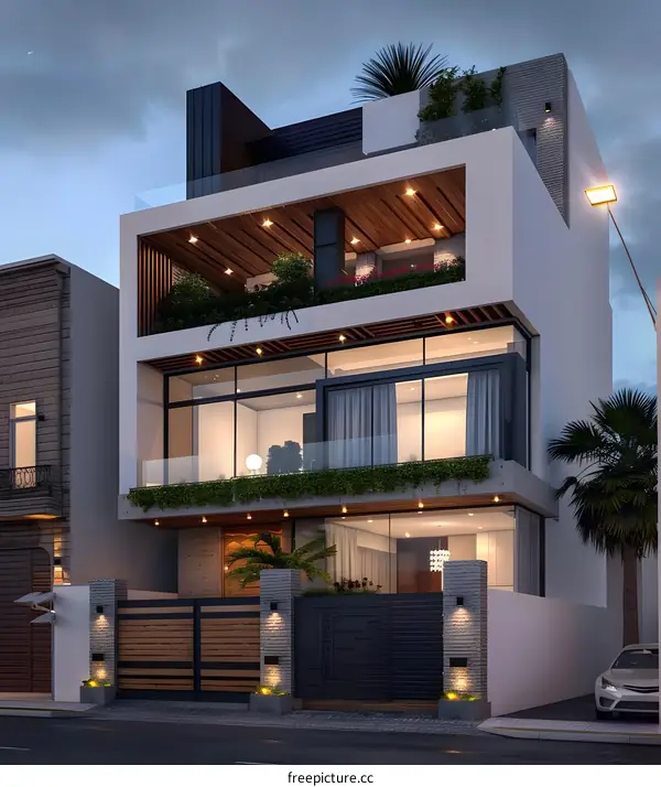Modern Home Design With Balcony And Garden