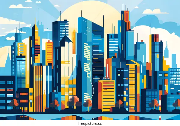 Abstract Illustration of Skyscrapers in City