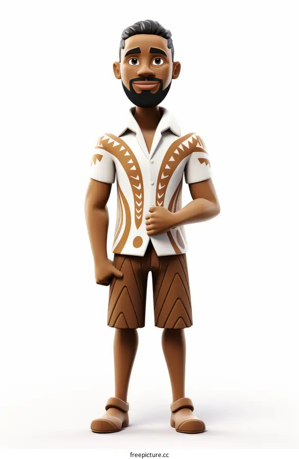 Black Man Enjoying Vacation on Tropical Island