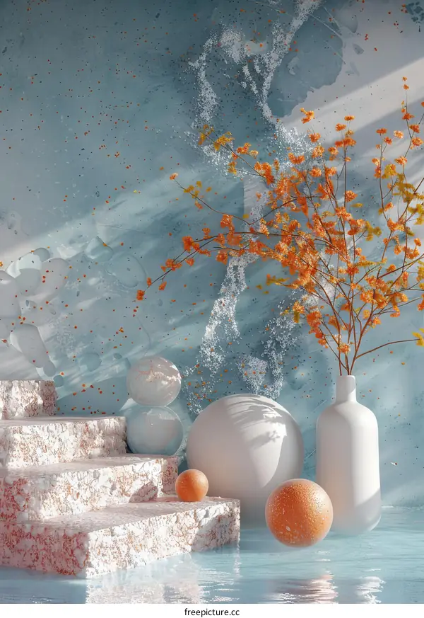 3D Stairs Vase Flowers