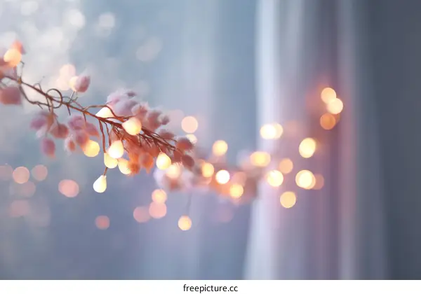 Romantic Soft Pink Lights and Fluffy Branches Decor