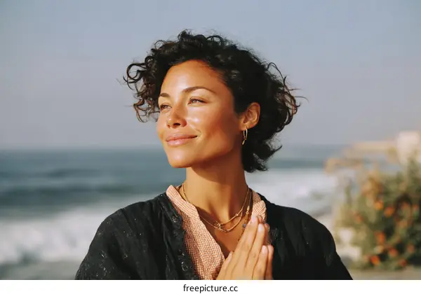 Woman Outdoors with Peaceful Expression