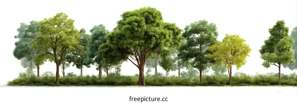 Forest Scene Illustration with Lush Trees