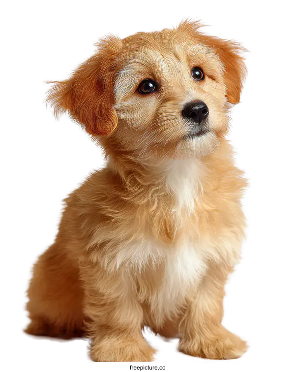 [Transparent Background PNG]Adorable Puppy Portrait Against White Background