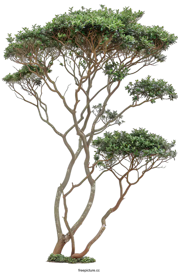 [Transparent Background PNG]Isolated tree with green leaves on white background