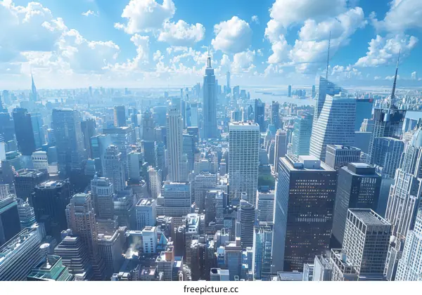 New York City Skyline View with Modern Skyscrapers