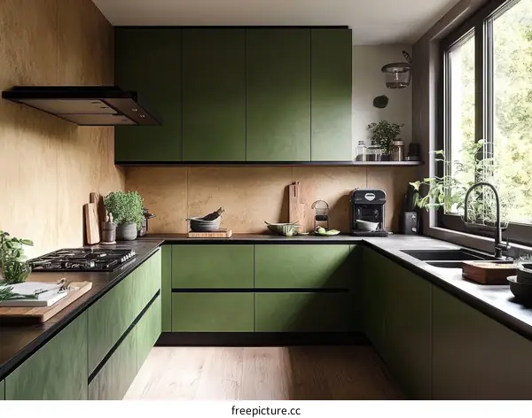 Modern Green Kitchen Design Illustration