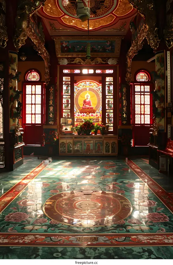 Buddhist temple with a statue of Buddha