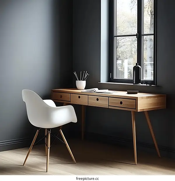 Modern Home Office Corner Desk and Chair
