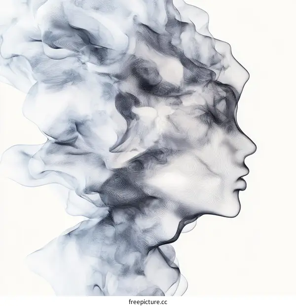 Abstract Portrait of a Woman with Fluid Lines