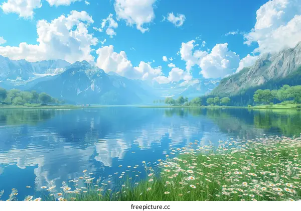 Peaceful Mountain Lake Scenery