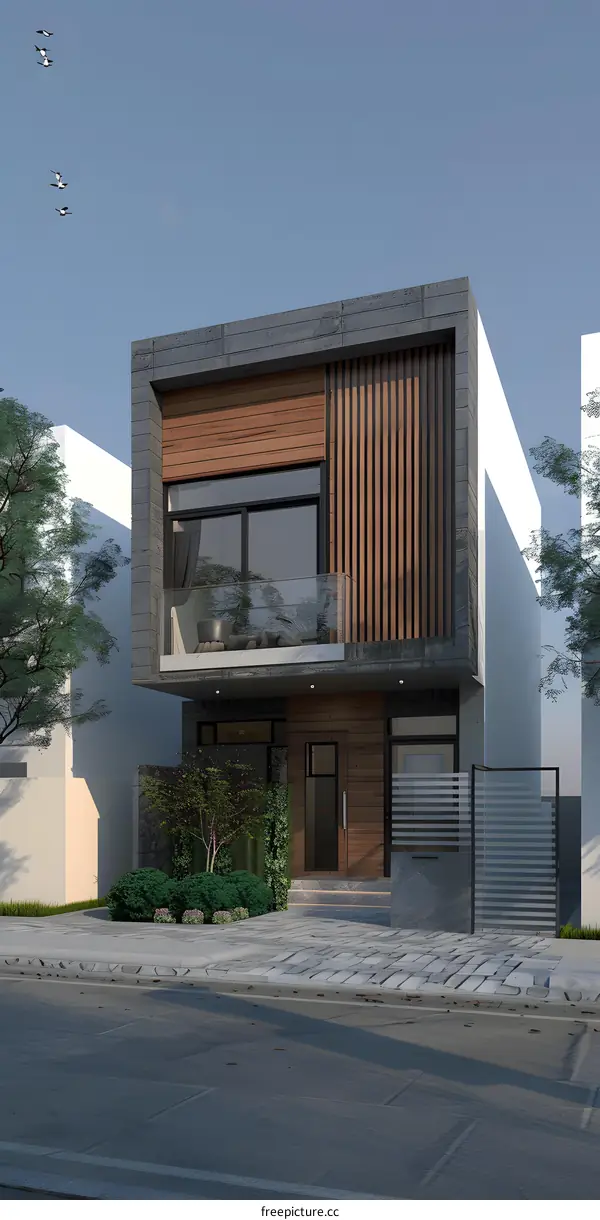 Modern Minimalist House Design with Wooden Facade