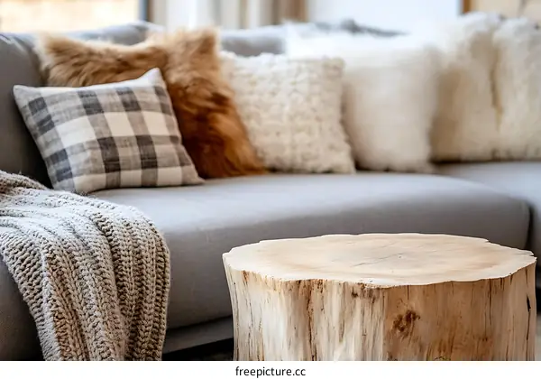 Cozy Living Room with a Wooden Coffee Table
