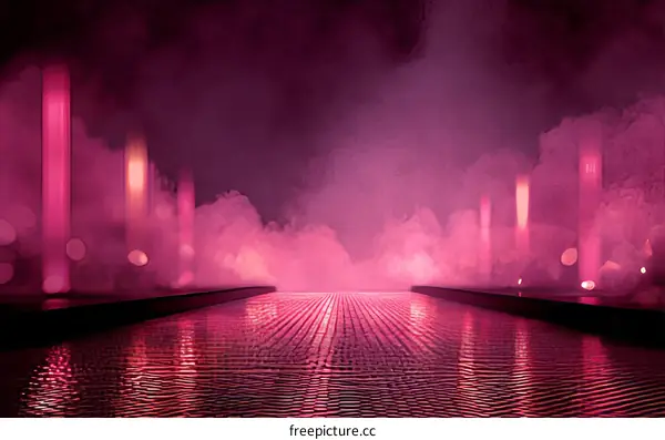 Pink Neon Cityscape Abstract Illustration