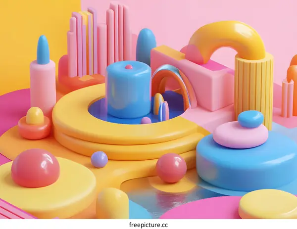 3D Abstract Colorful Geometric Shapes Design Background