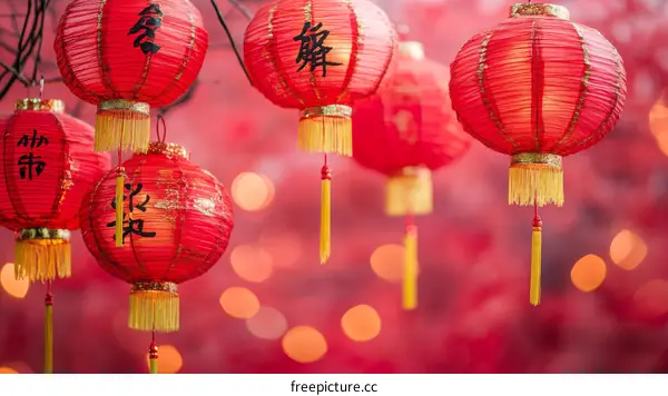 Chinese New Year Festive Red Lanterns