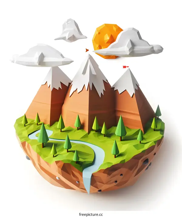 Low Poly Mountain Landscape Illustration
