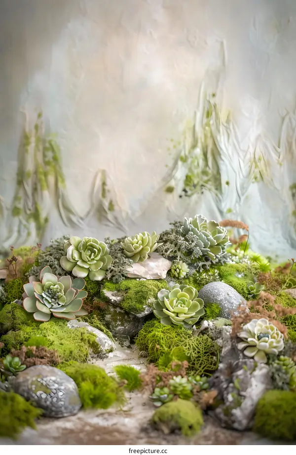 Green Succulents and Moss on Rocks