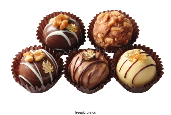 [Transparent Background PNG]Assortment of Exquisite Chocolate Truffles