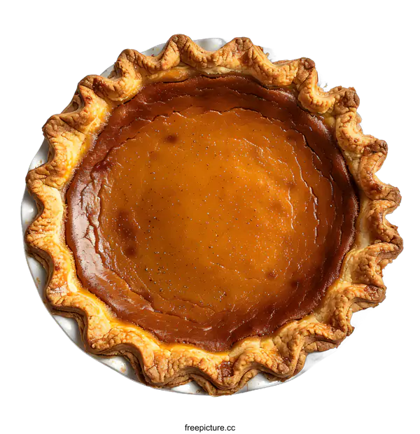 [Transparent Background PNG]Freshly Baked Pumpkin Pie Overhead View