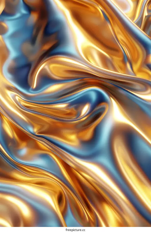Abstract Golden and Blue Liquid Texture