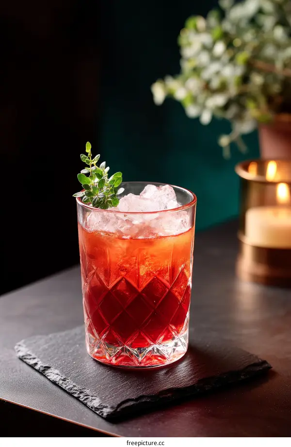 Refreshing Red Cocktail with Garnish