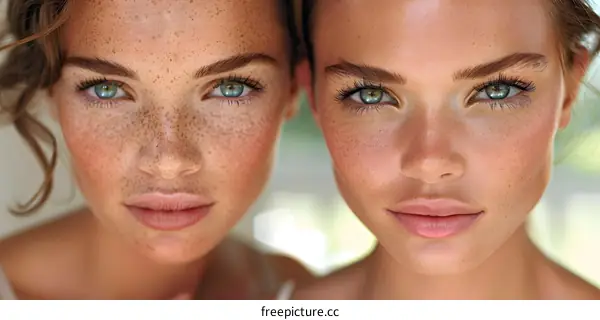 Two Young Women with Freckles