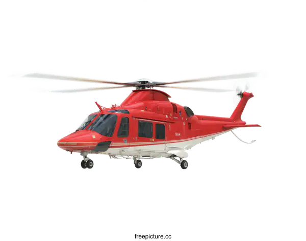[Transparent Background PNG]Red Helicopter in Flight