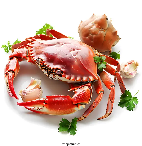 Red crab with garlic and parsley