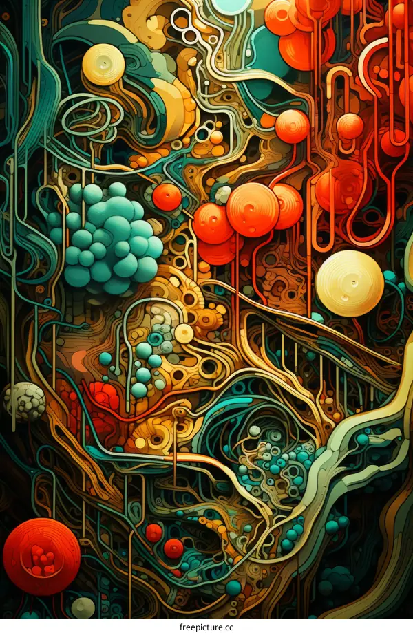 Surreal Organic Structure: A Colorful Abstract Illustration
