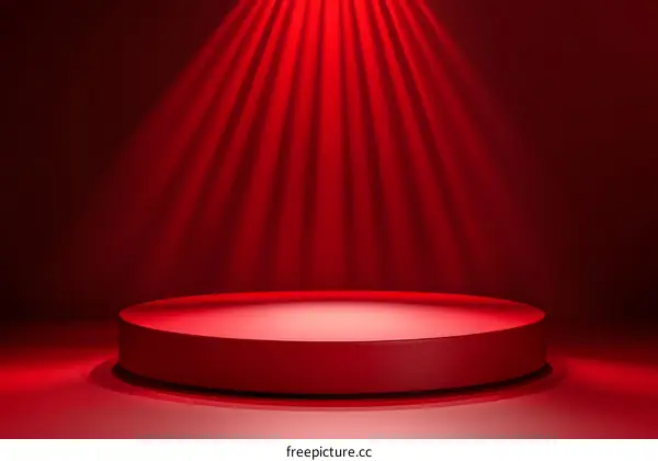 Red Stage Podium for Product Presentation