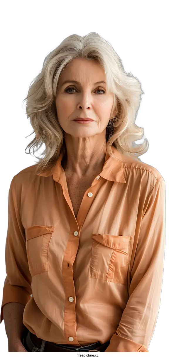 [Transparent Background PNG]portrait of a beautiful older woman with gray hair