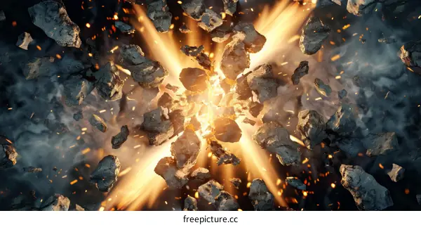 asteroid explosion debris scattered