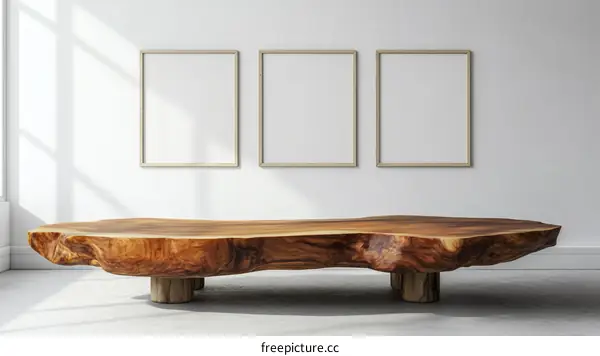 Modern Minimalist Wooden Coffee Table Mockup