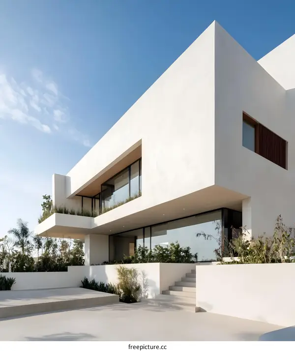 Modern White House Exterior with Minimalist Design