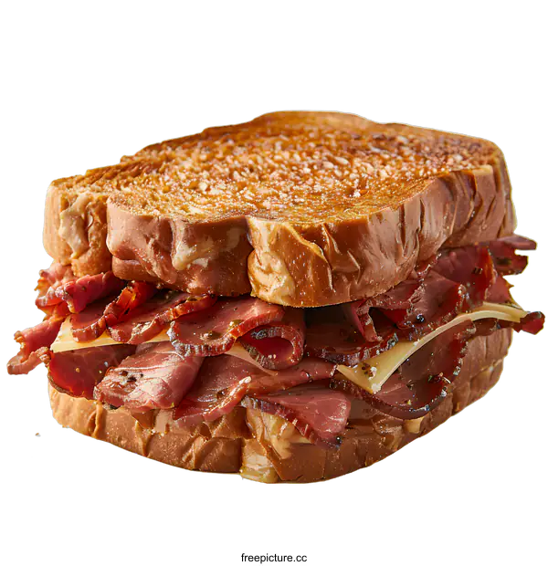 [Transparent Background PNG]Delicious Roast Beef Sandwich on White Background