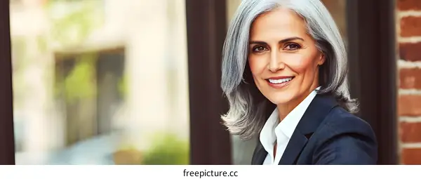 Portrait of a Smiling Businesswoman in a Suit