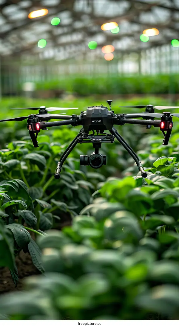 Agricultural Drone Spraying Pesticides on Crops