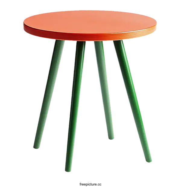 [Transparent Background PNG]Colorful Round Side Table with Green Legs