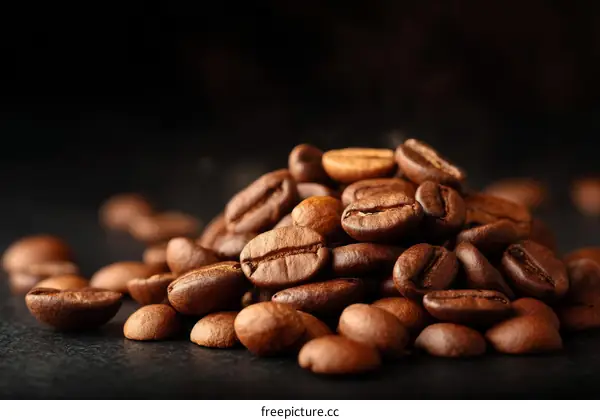 Closeup View of Roasted Coffee Beans