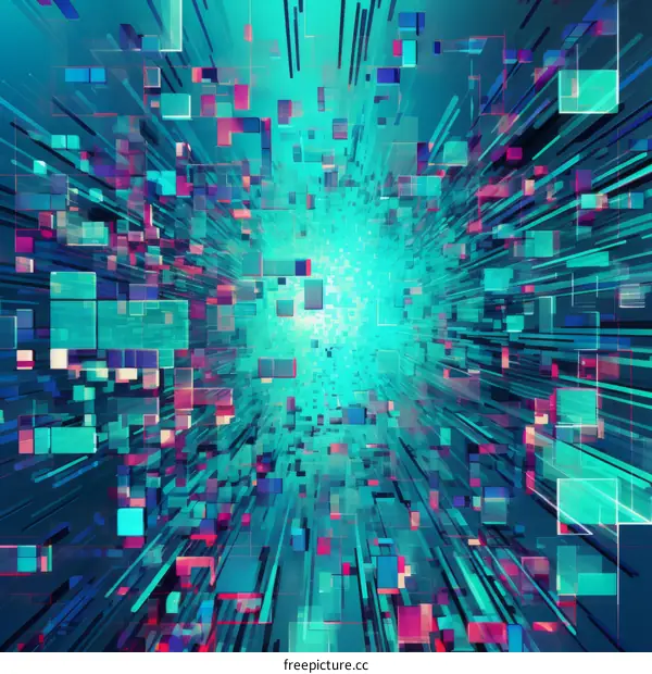 Abstract 3D rendering of a digital tunnel