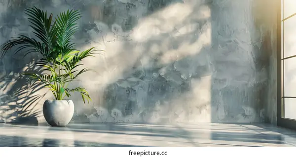 Empty Room with Sunlight and Plant